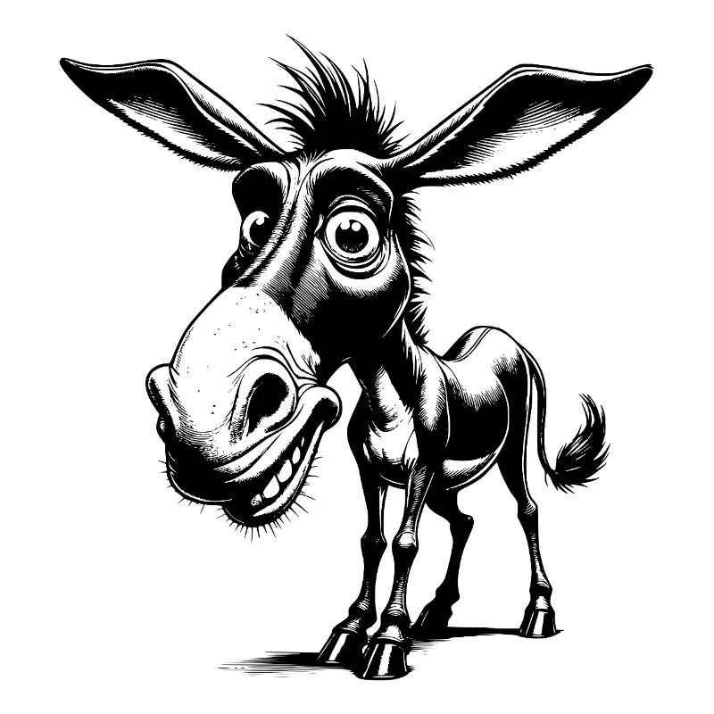 Smiling Long Eared Crazy Donkey Drawing
