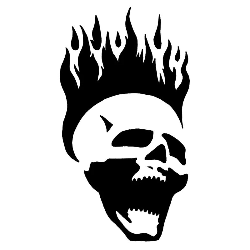 Flammender schreiender Schädel (schwarz)