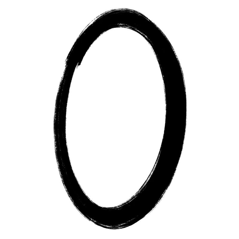 0 Null Zahl Handgemalt Schwarz Geschenkidee