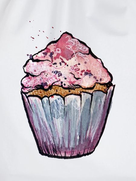 Rosa Aquarell Cupcake