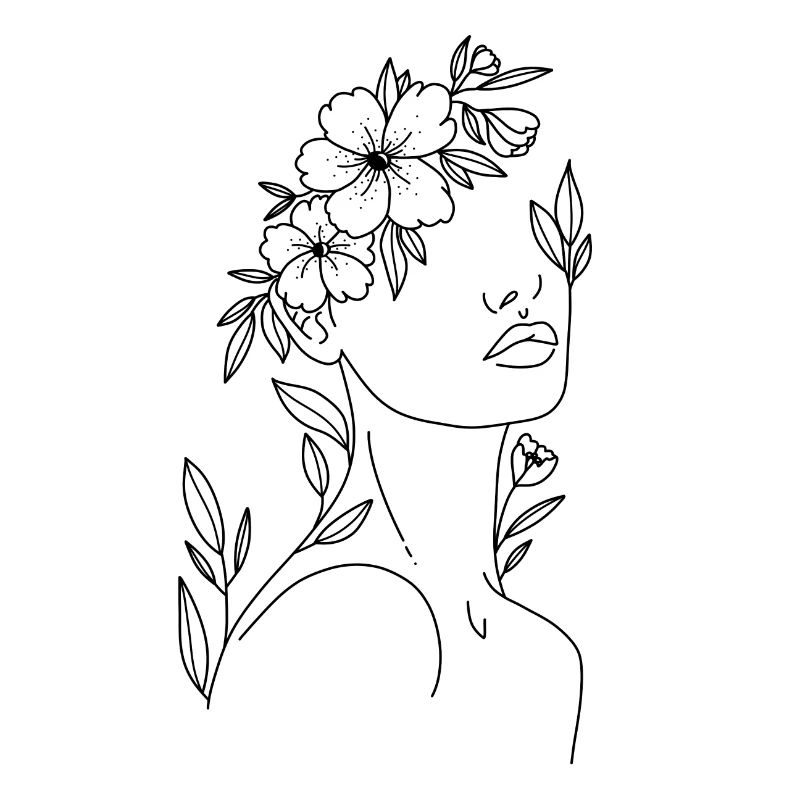 Frau, Blumenfrau, Blumenmädchen dunkel