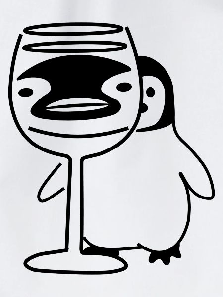 Pinguin hinter Weinglas