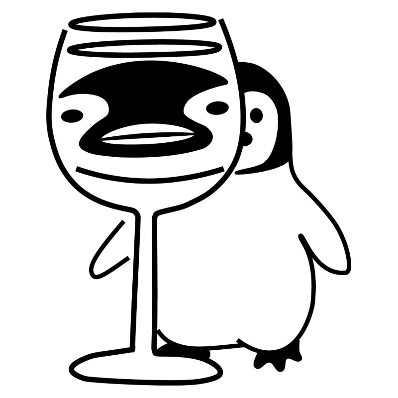 Pinguin hinter Weinglas