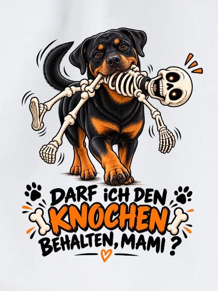 Hund mit Knochen-Skelett Comedy
