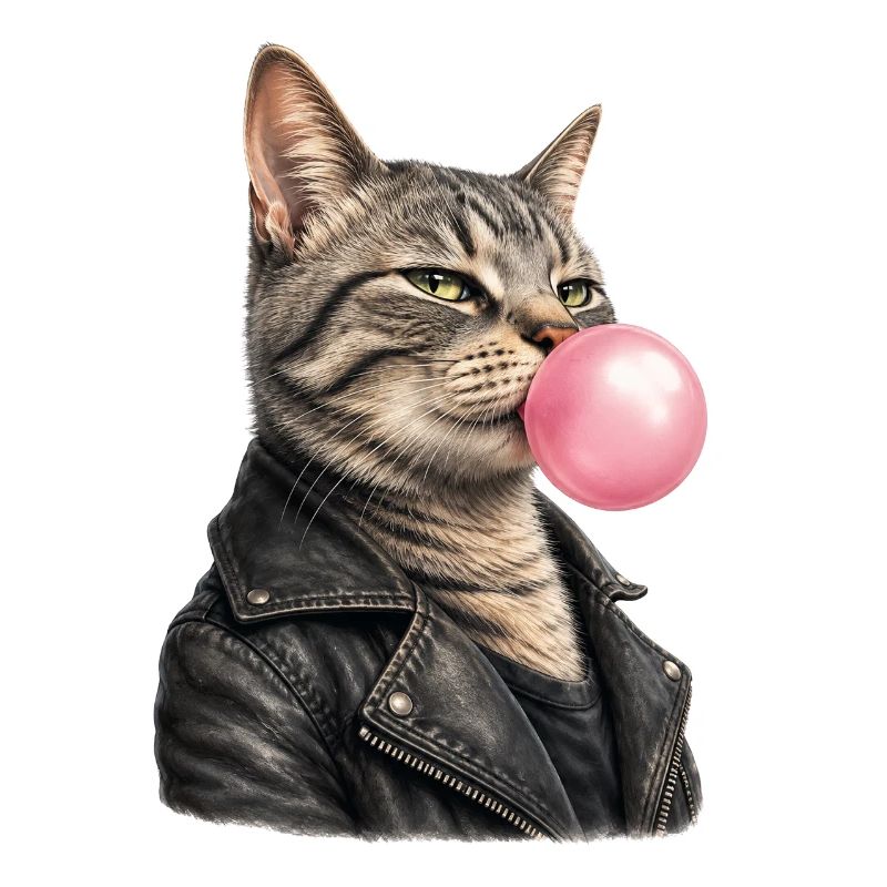Cool cat with leather jacket