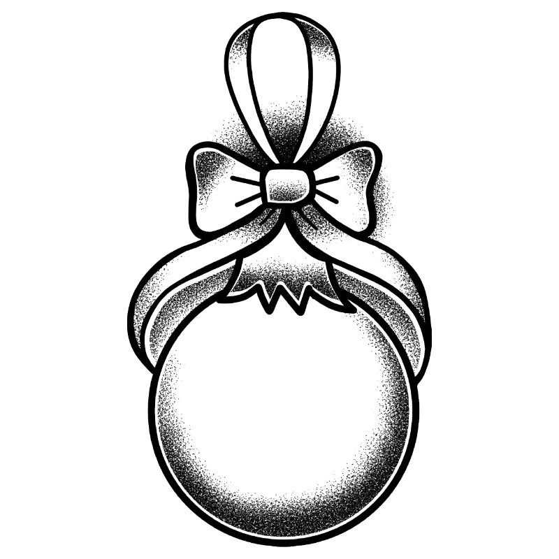 Dunkle Weihnachtskugel im Tattoo-Stil