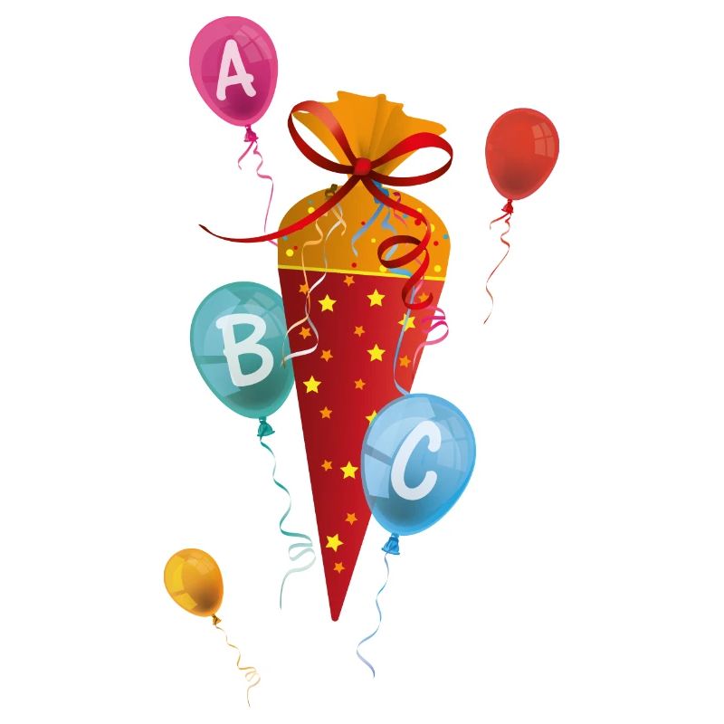 Schultüte mit Luftballons ABC