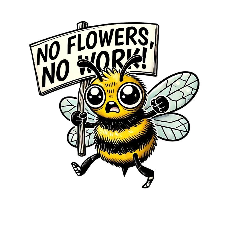 Abeille de protestation Pas de fleurs pas de travail Design