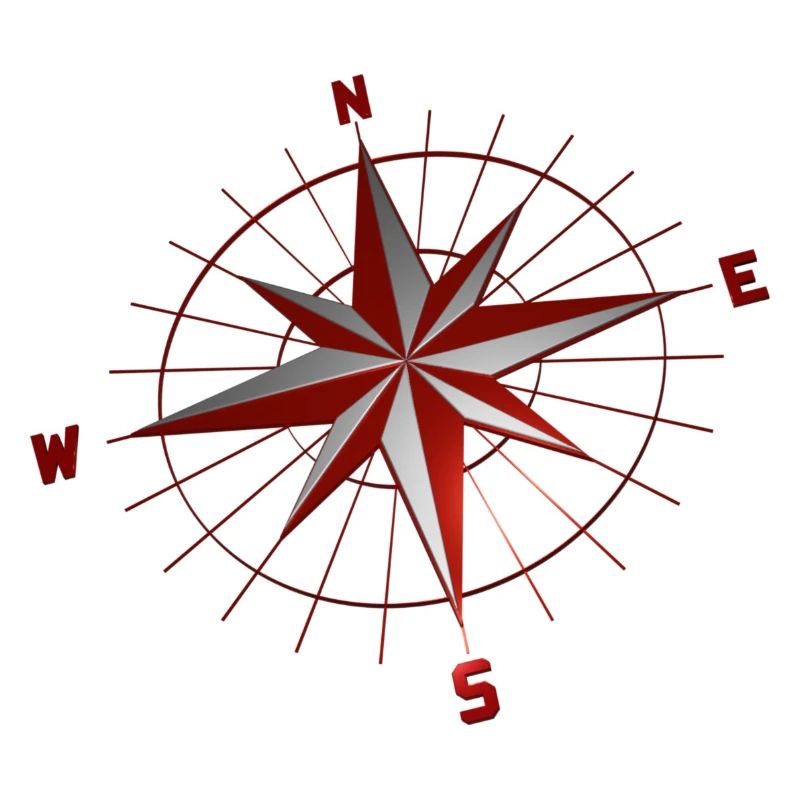 Kompass rot schwebend
