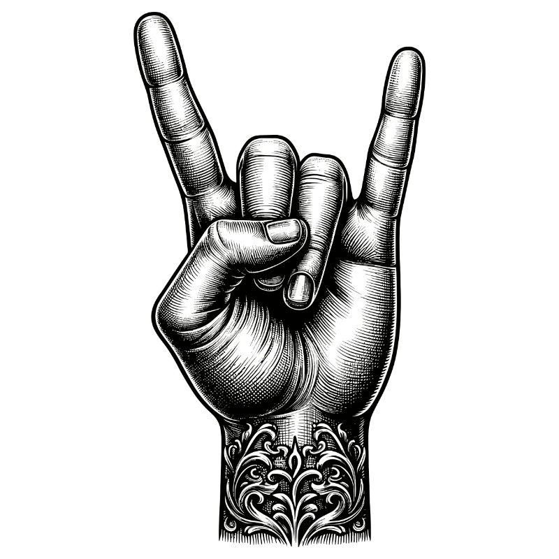 Rock on Hand avec des cornes de diable
