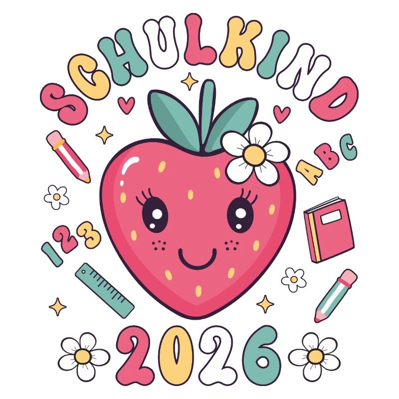 Schulkind 2026 Einschulung Erdbeere Mädchen
