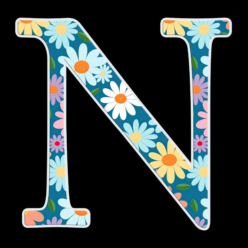 Customizable Monogram N Floral Pattern