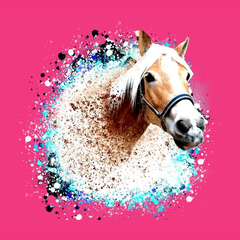 cheval,haflinger, graffitis, peinture, bleu, chevaux,