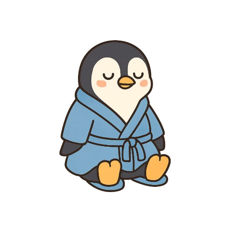 Penguin in a bathrobe