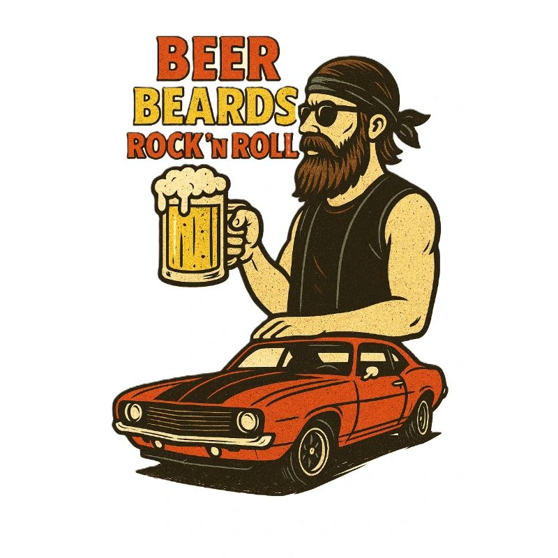 Beer Beard Rock n Roll Design