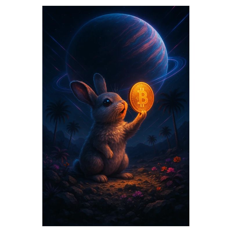 Lapin de l’espace avec Bitcoin Coin