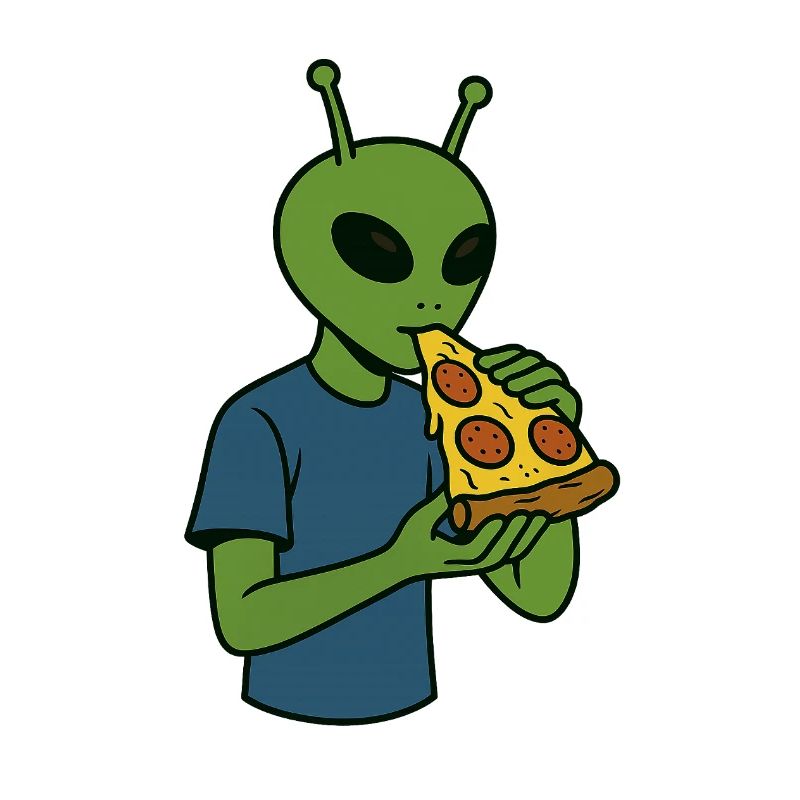 Alien avec design de collation de pizza