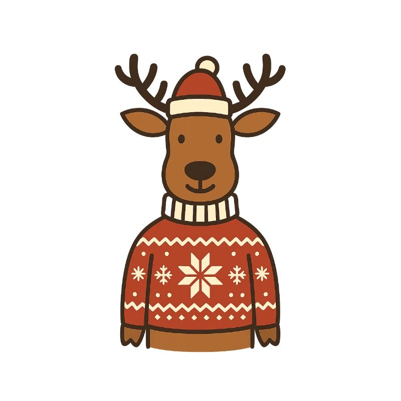 Lustiges Rentier im Norweger-Pullover