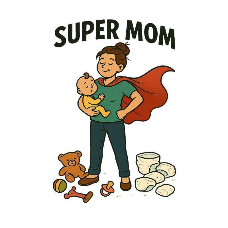 Super Mama Held mit Kind Cape
