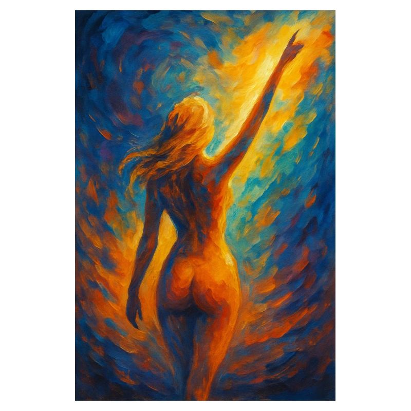 Silhouette in firelight
