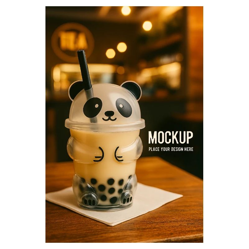 Panda Bubble Tea Cup Illustration