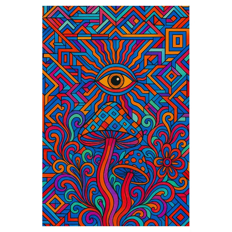 Psychedelic Eye and Mushrooms