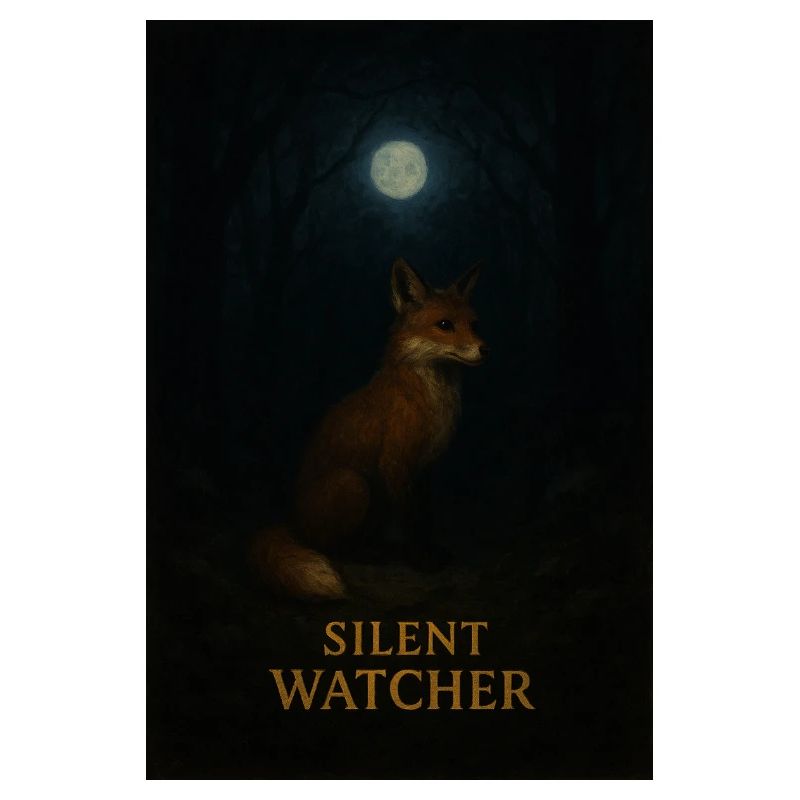 Silent Waiting Fox by Moonlight