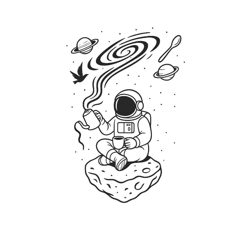 Cosmic Coffee Ritual monochrome