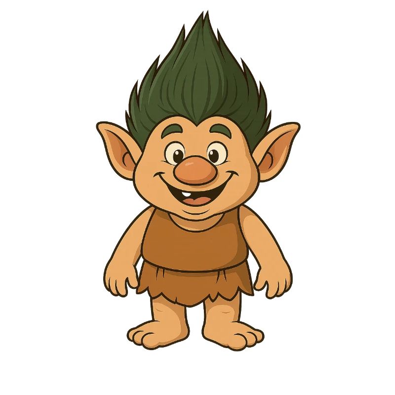 Dessin animé joyeux du Troll de la Forêt