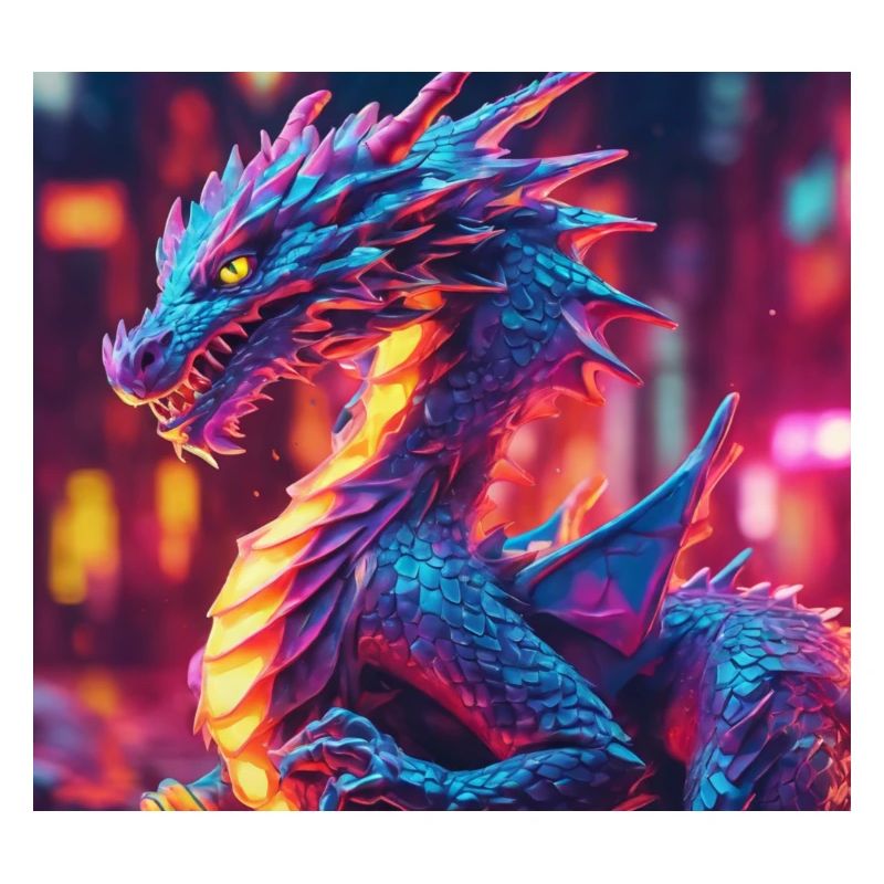 Techno multicoloured dragon