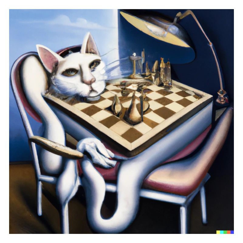 Cat plays chess