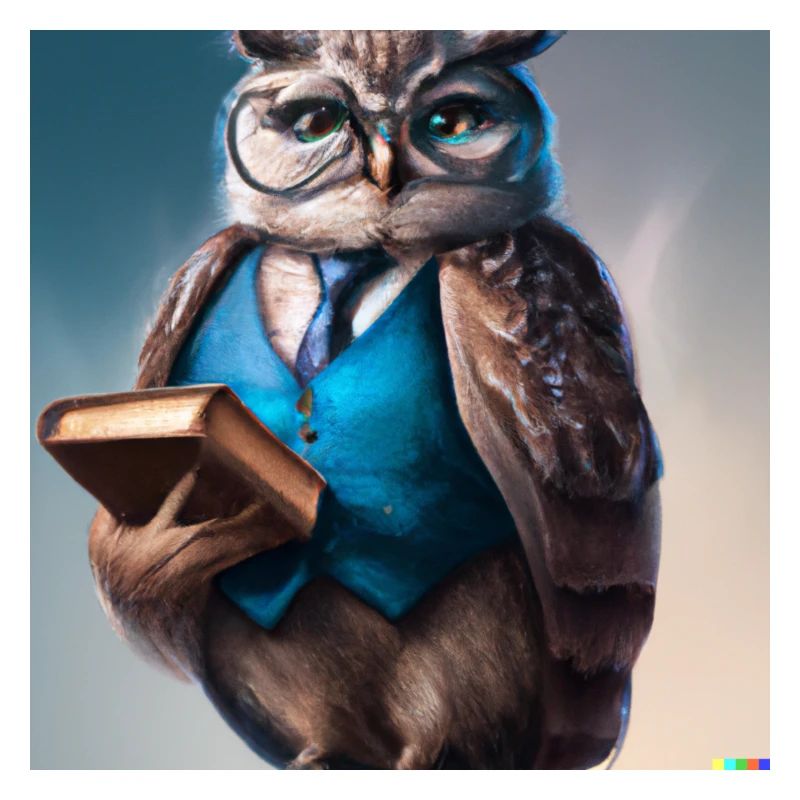 Eule mit eine Buch digital ar