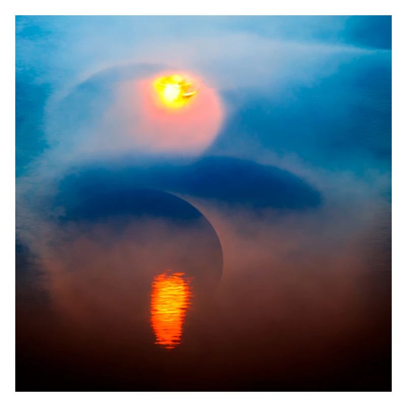 eclipse misty flow abstract sunset