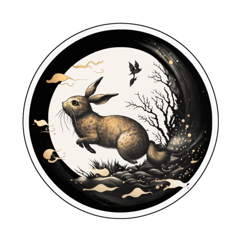 A hare jumps into a puddle