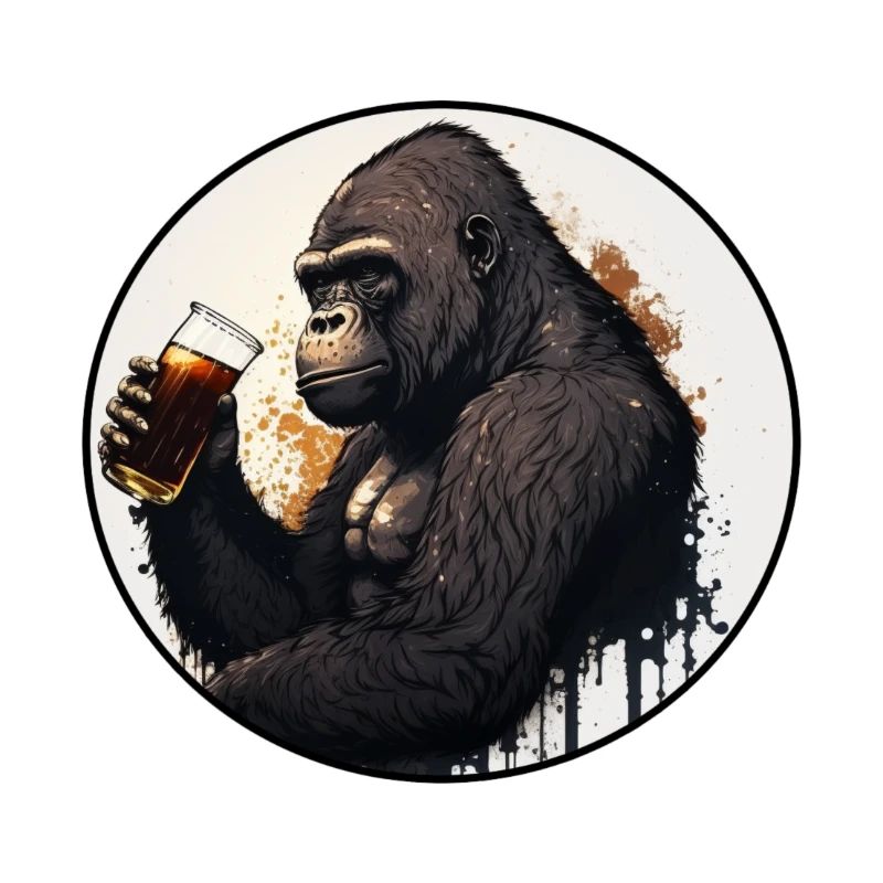 Gorilla drinking Beer