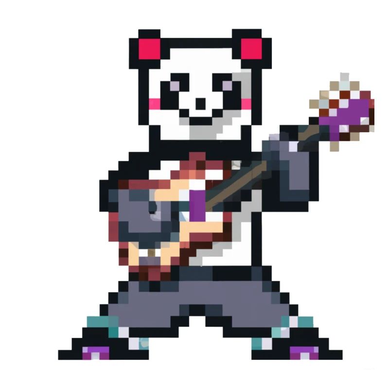 panda playing guitar pixel