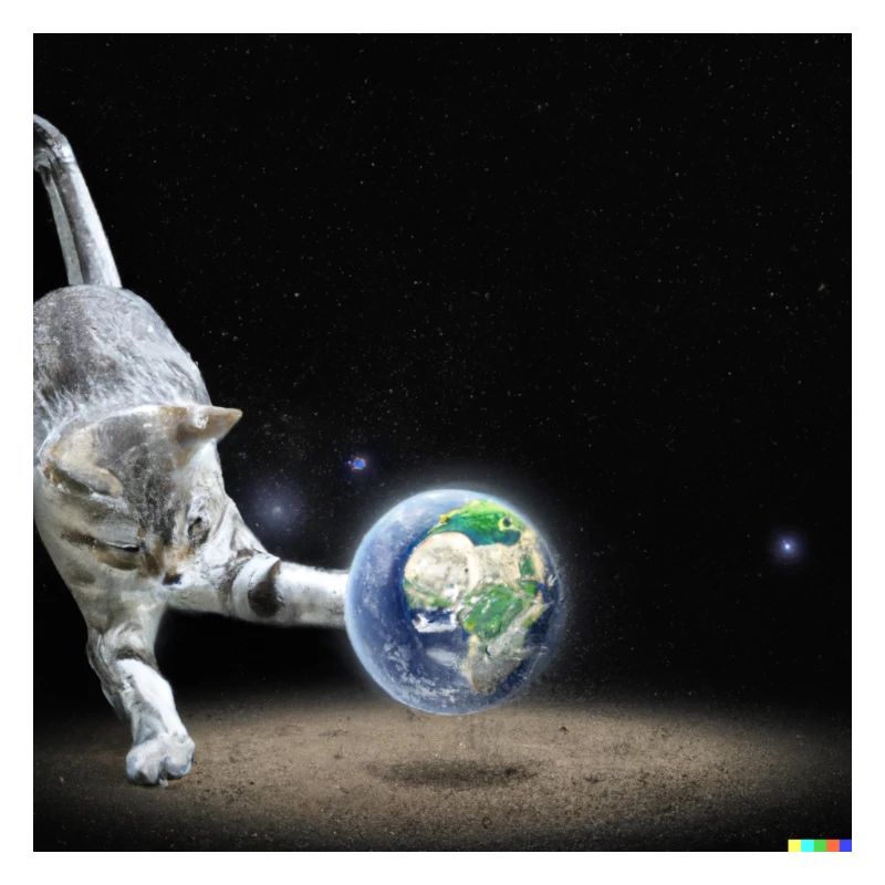 chat jouant avec la terre dans l’espace