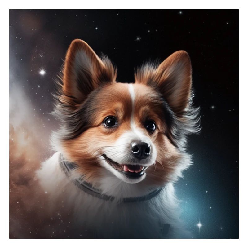 Un adorable chien dans l'espace