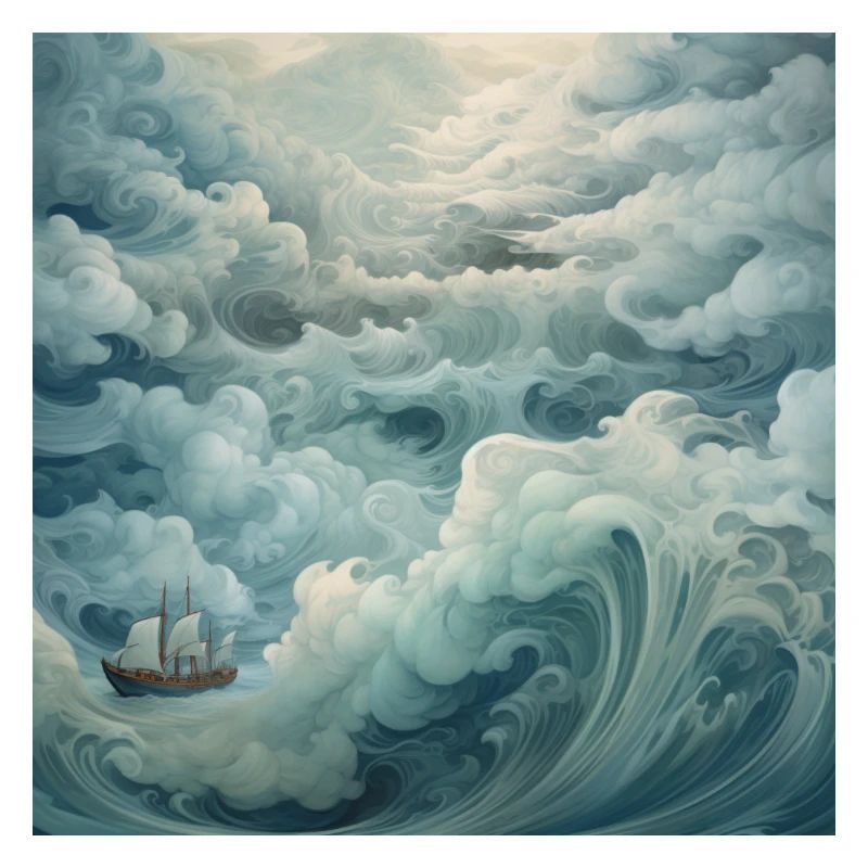 Alone on the cloudy waves