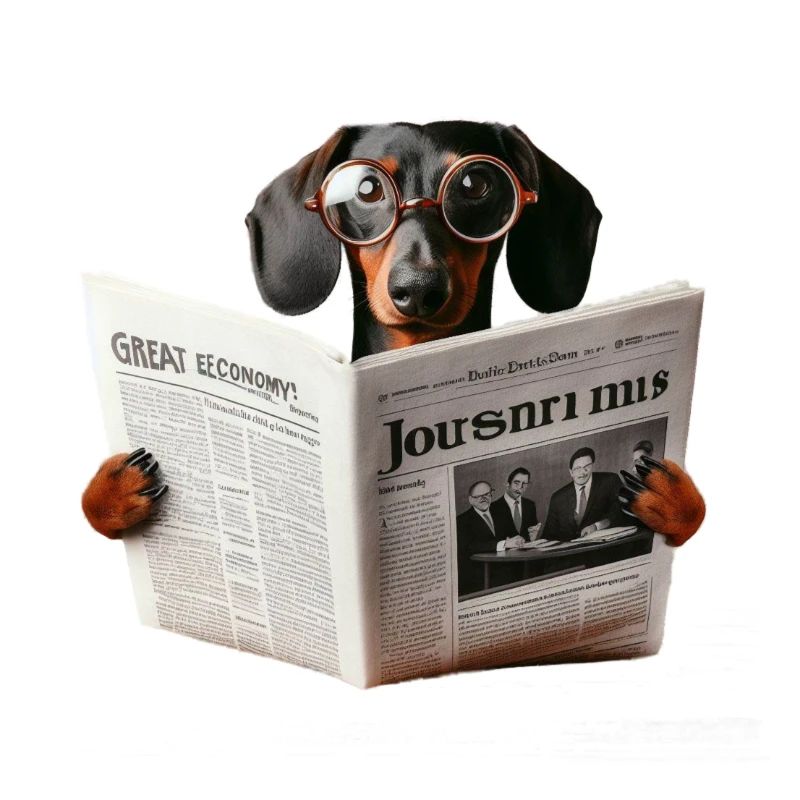 Teckel avec du papier journal