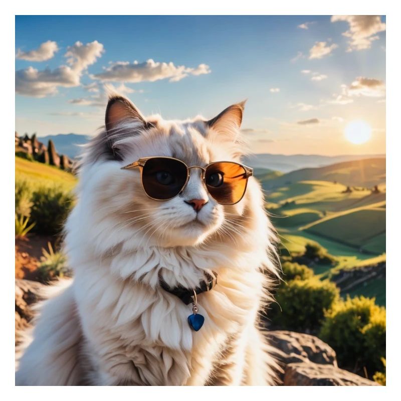 Ragdoll Katze mit einer Sonnenbrill