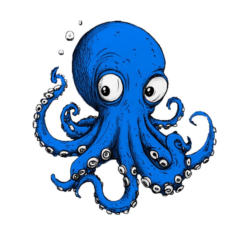 Octopus Drawing Blue