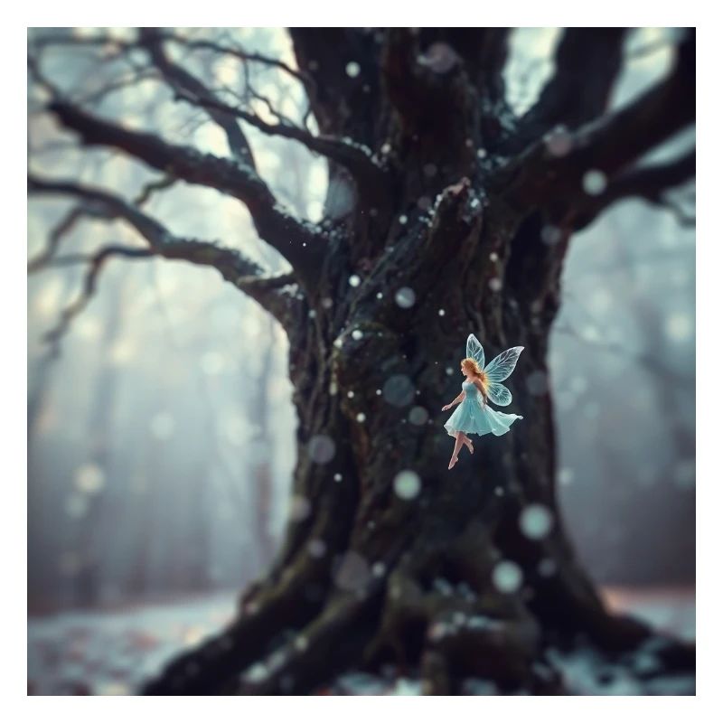 A blurred bokeh image of an ancient tree