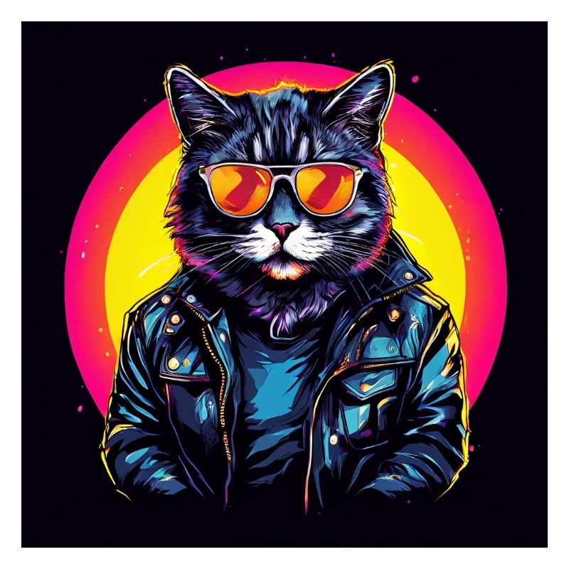 Cool cat wearing sunglasses and a leather jack