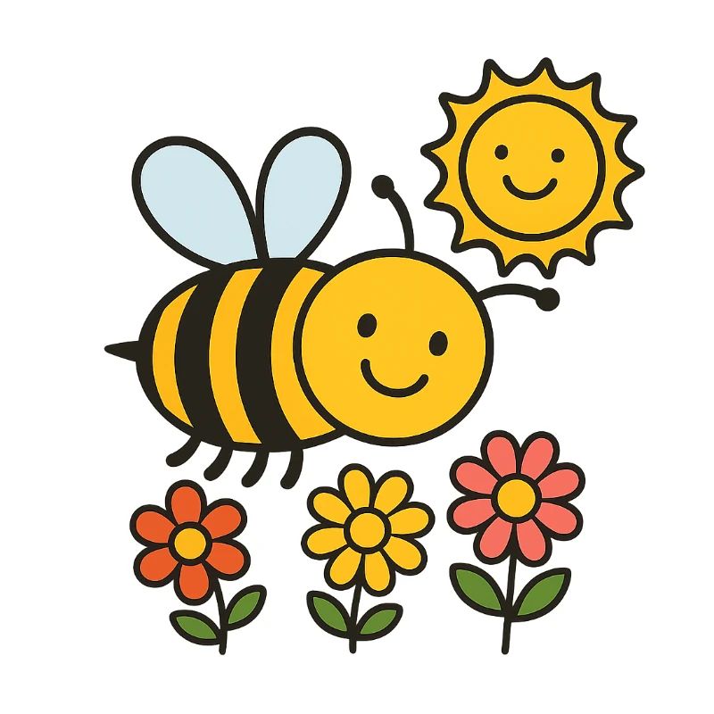 Süße Biene mit Blümchen