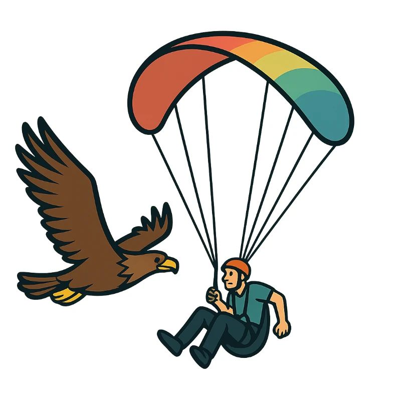 Paragliders and eagles