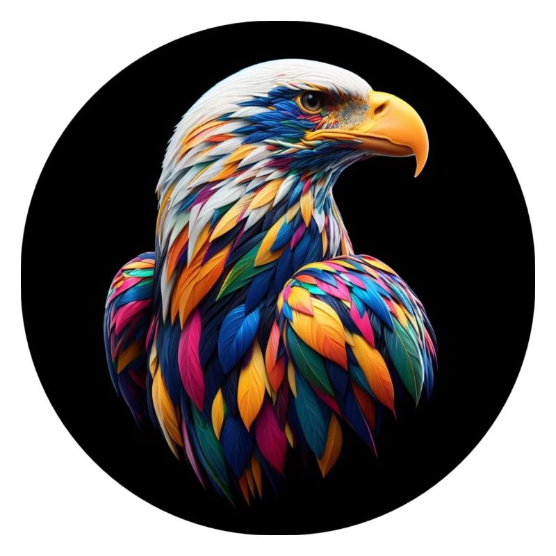 Eagle with colorful feathers