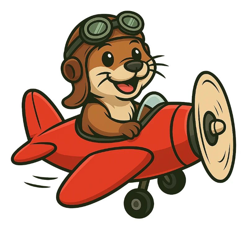 Adventurous otter on the plane