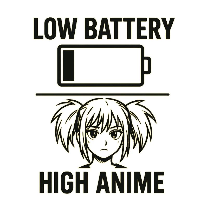 Anime Mädchen mit Akku Warnung
