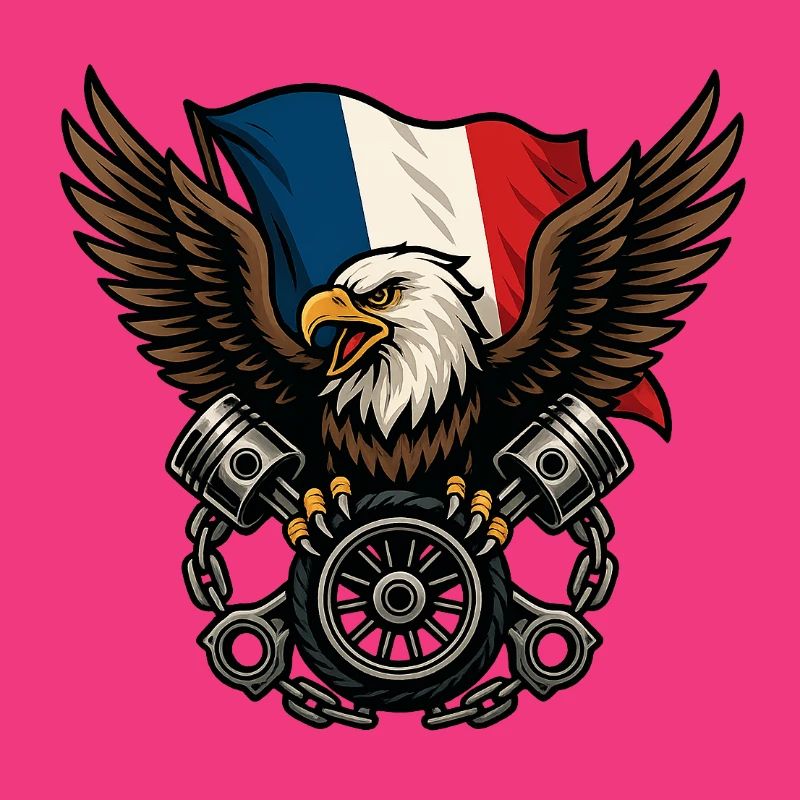 Aigle français avec drapeau 